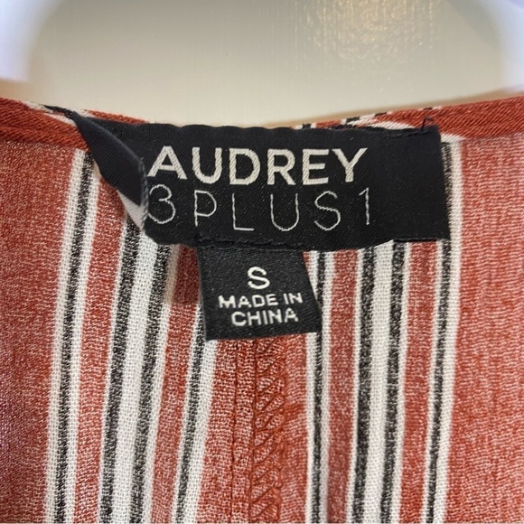 Audrey 3 Plus One Women S deep v-neck tie front flutter sleeve wide leg Jumpsuit - Picture 11 of 11